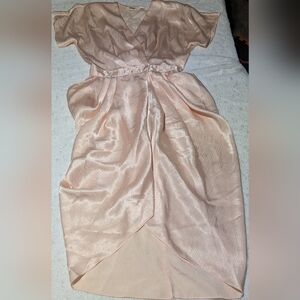 Vintage Jody California Peach Shimmer Wrap Dress Small Waist 26” Pockets